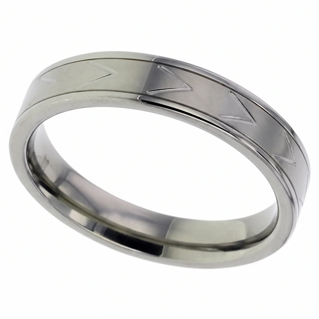 Chevrons, titanium, A run of chevrons cut into the band.