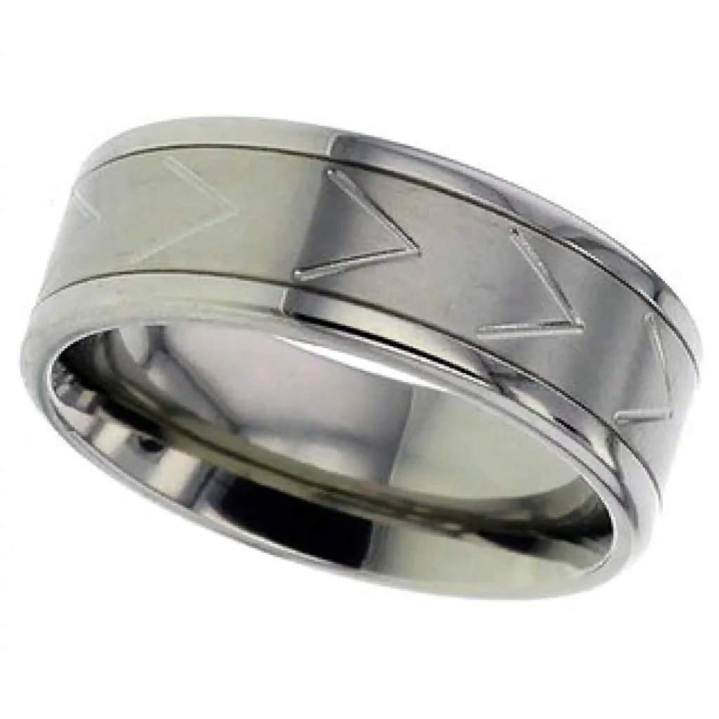Chevrons, titanium, A run of chevrons cut into the band.
