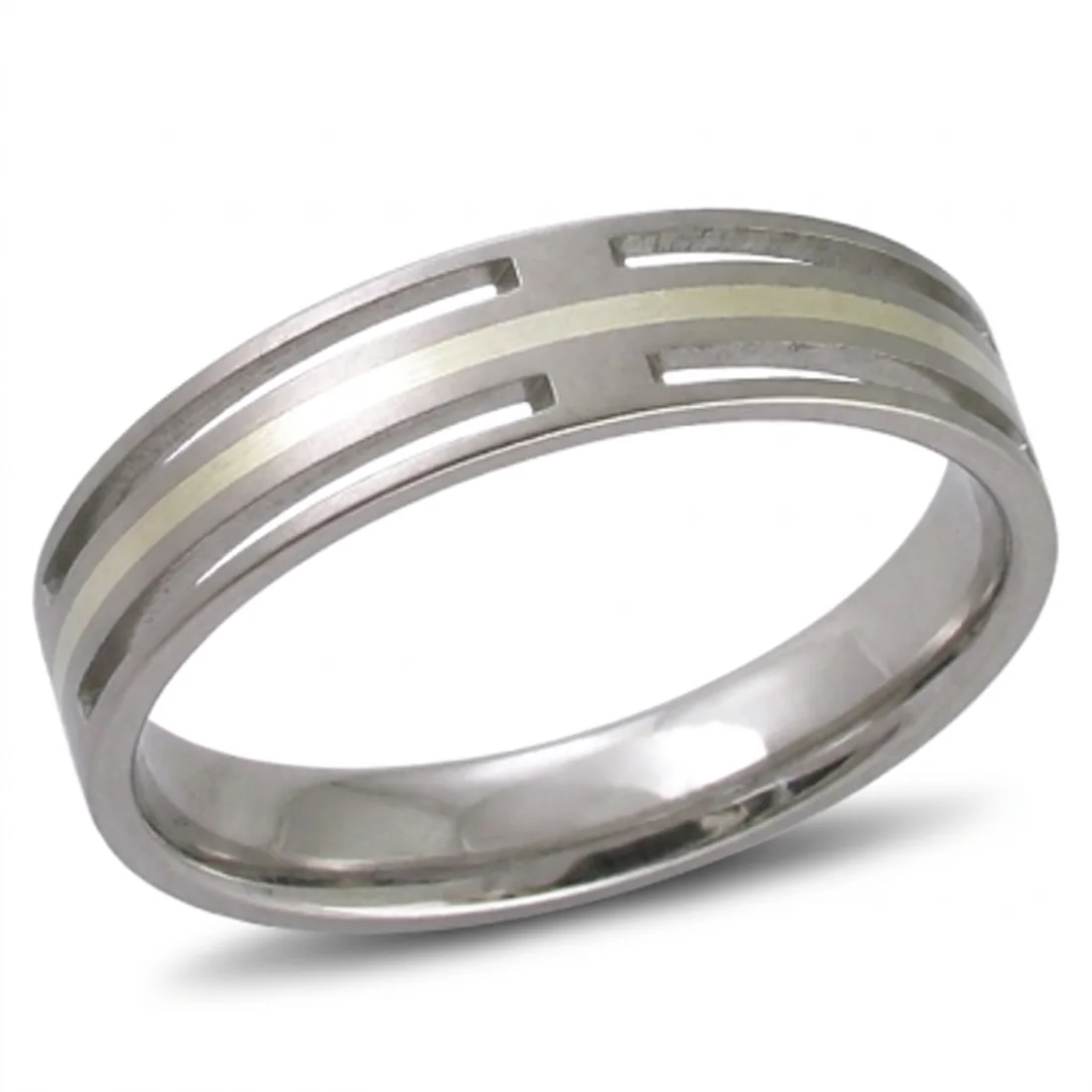 Dashed white gold line, titanium, A white gold line, broken into dashes.