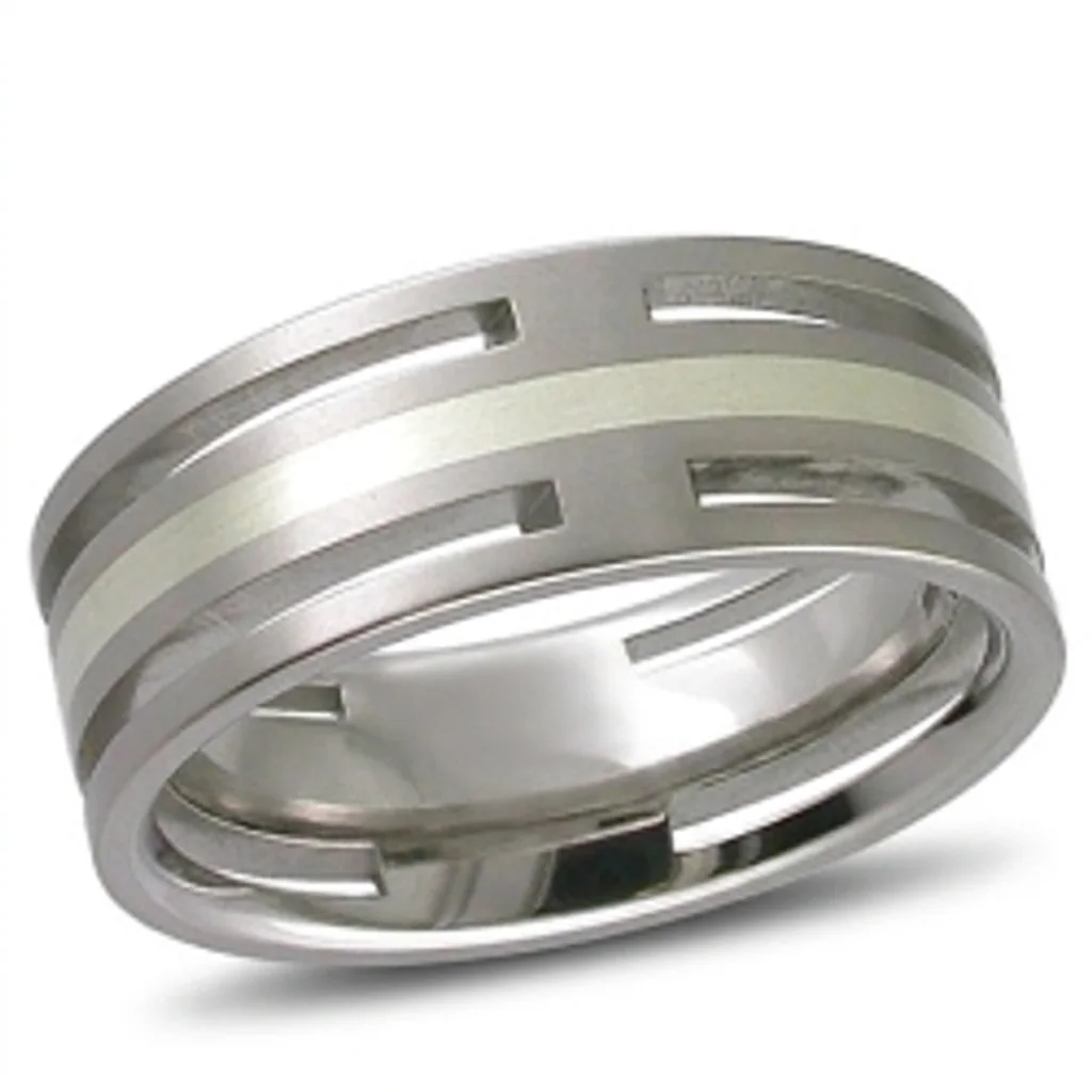 Dashed white gold line, titanium, A white gold line, broken into dashes.