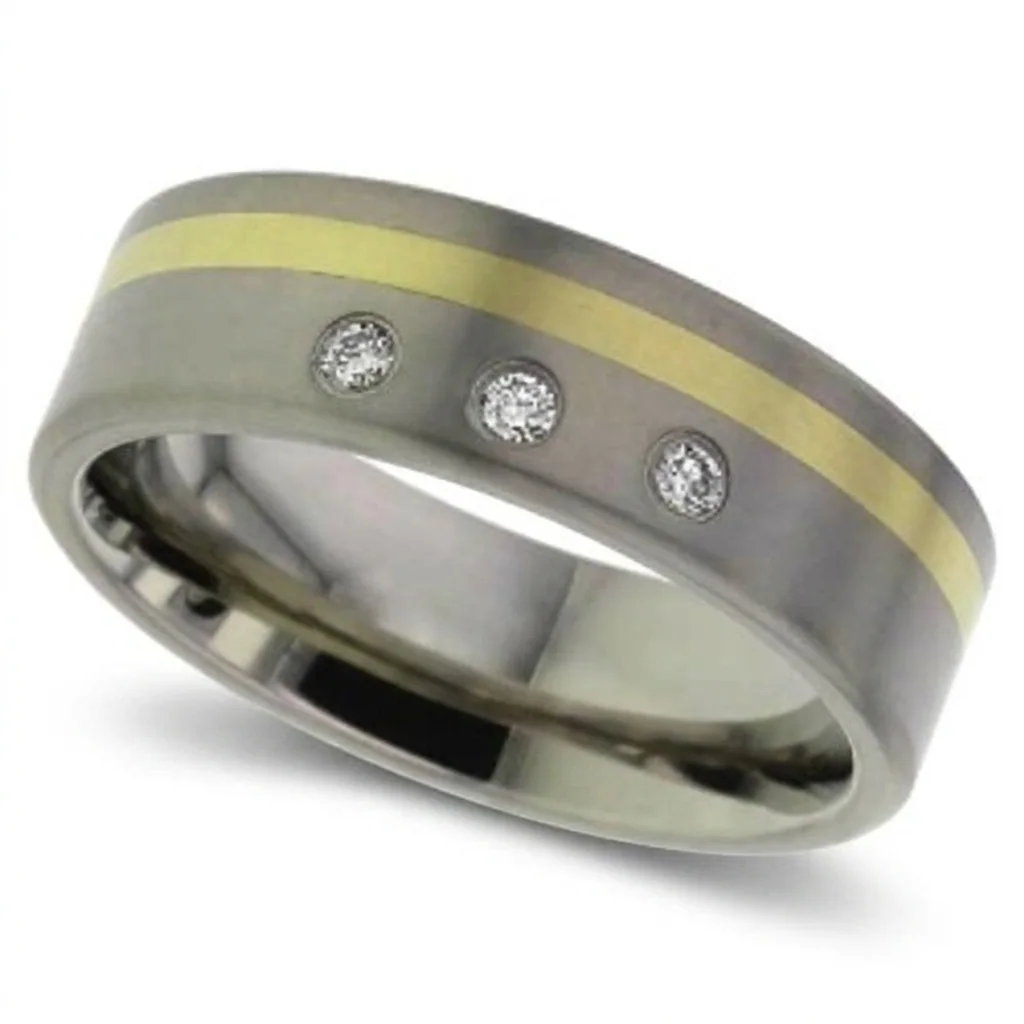 Gold line, three diamonds, Three diamonds set into a solid gold line.