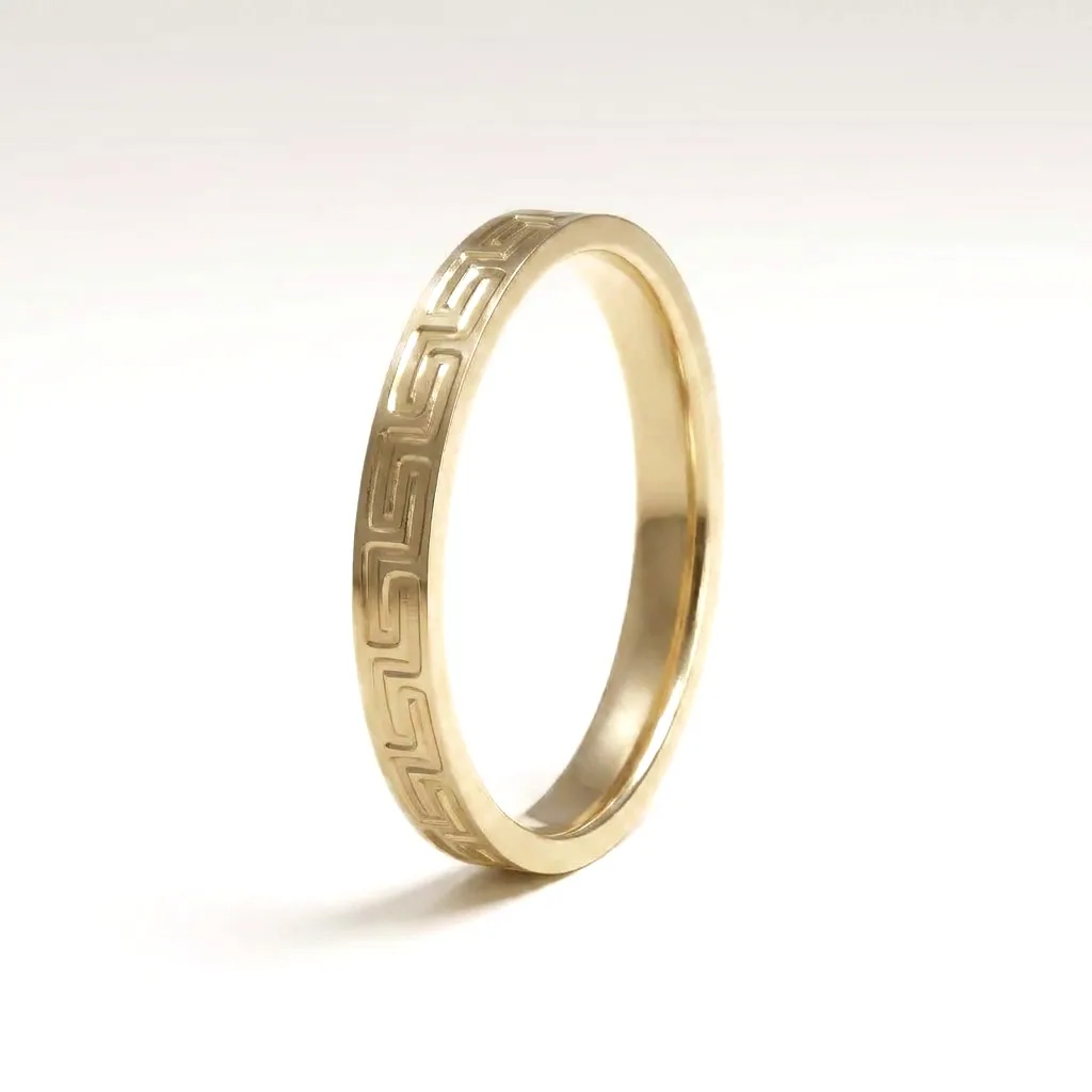 Greek key, gold, A Greek key border cut in a continuous line around the band.