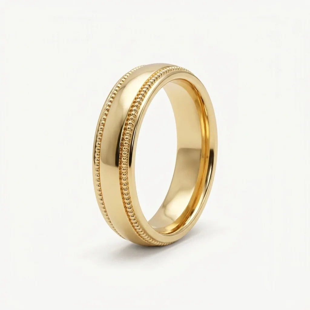 Milgrain edge, A fine beaded rope along both edges, polished in between.
