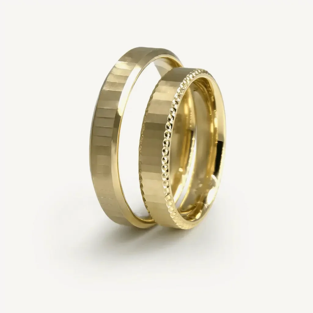 Minimal edge wedding rings, his and hers together