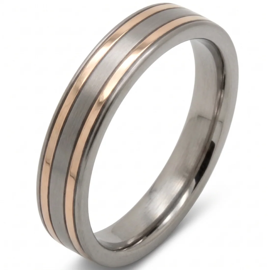 Rose gold line, offset, A rose gold line set off centre, with a groove beside it.