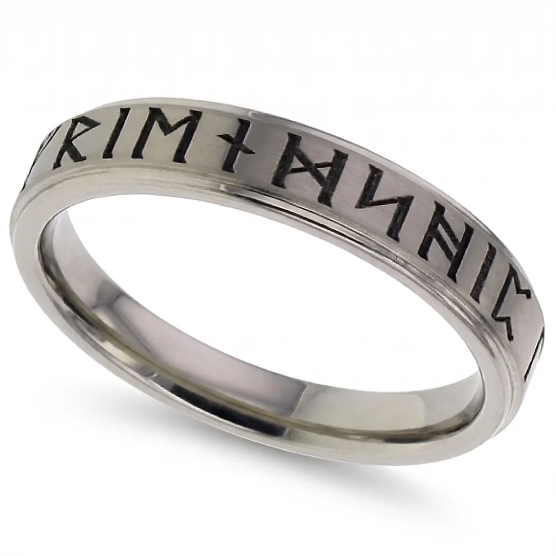 Runes, titanium, Norse runes cut around the band.