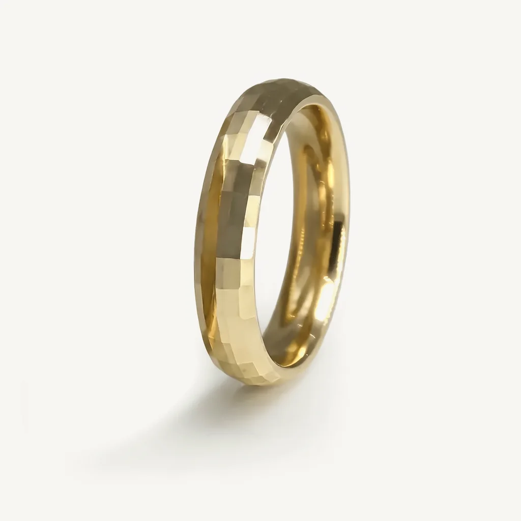Square facet, hers, A row of square facets, cut the same on both rings. 4mm, sold alone or as a set.
