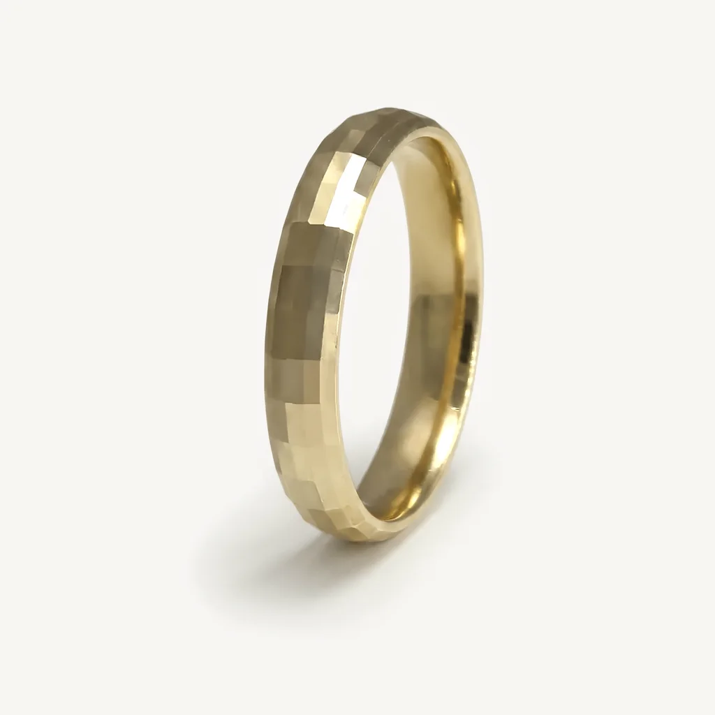 Square facet, his, A row of square facets, cut the same on both rings. 4mm, sold alone or as a set.