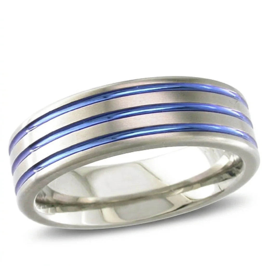 Three grooves, anodised, Three fine lines of colour across a satin band.