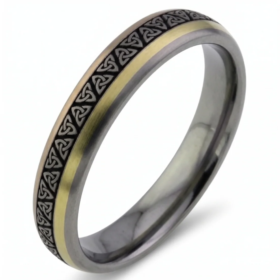 Trinity knots, gold inlay, Trinity knots cut through a solid gold inlay.