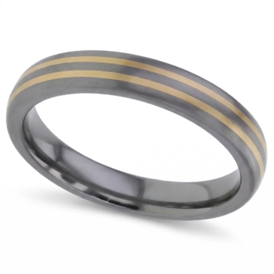Twin gold lines, titanium, Two fine lines of solid gold, set into brushed titanium.