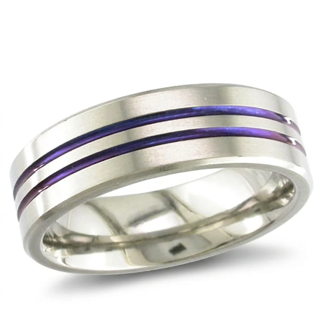 Twin grooves, anodised, Two fine grooves of colour around a polished band.