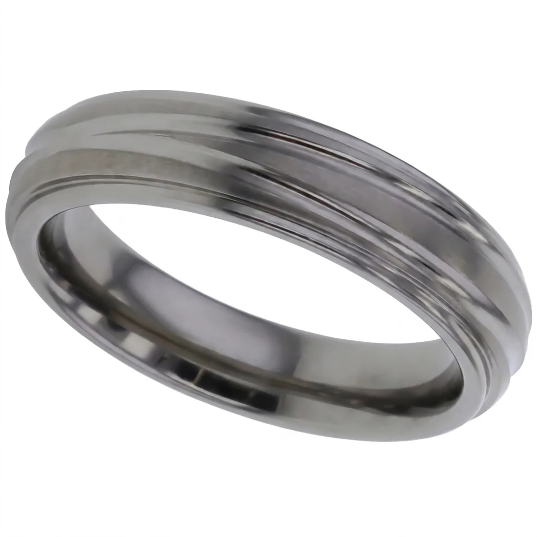 Twin lines, titanium, Two polished lines across satin titanium.
