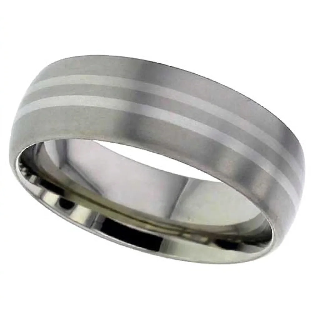 Twin platinum lines, titanium, Two fine lines of platinum, set into titanium.