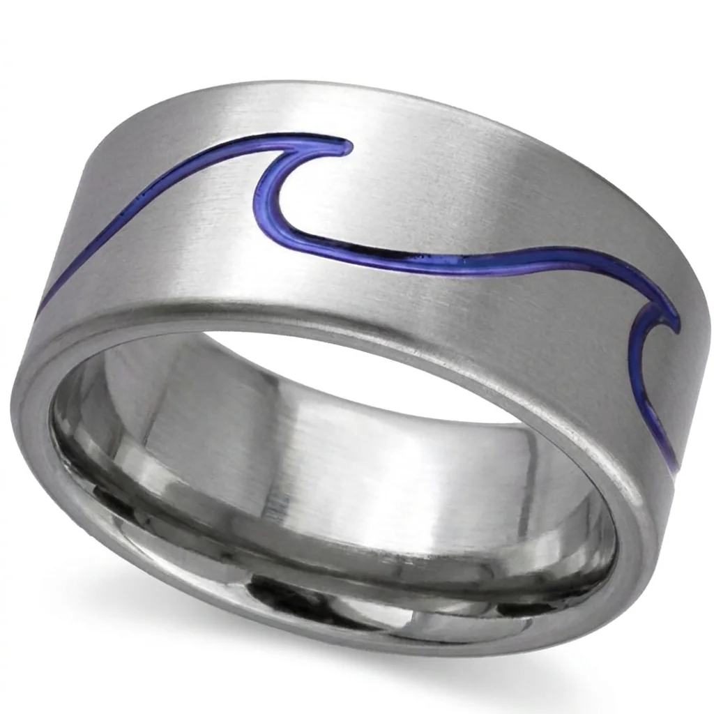 Wave, anodised, A single wave in colour, cut into a satin band.