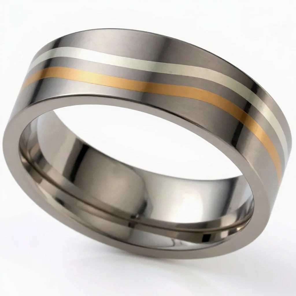 White and rose gold lines, One white gold line and one rose, side by side.