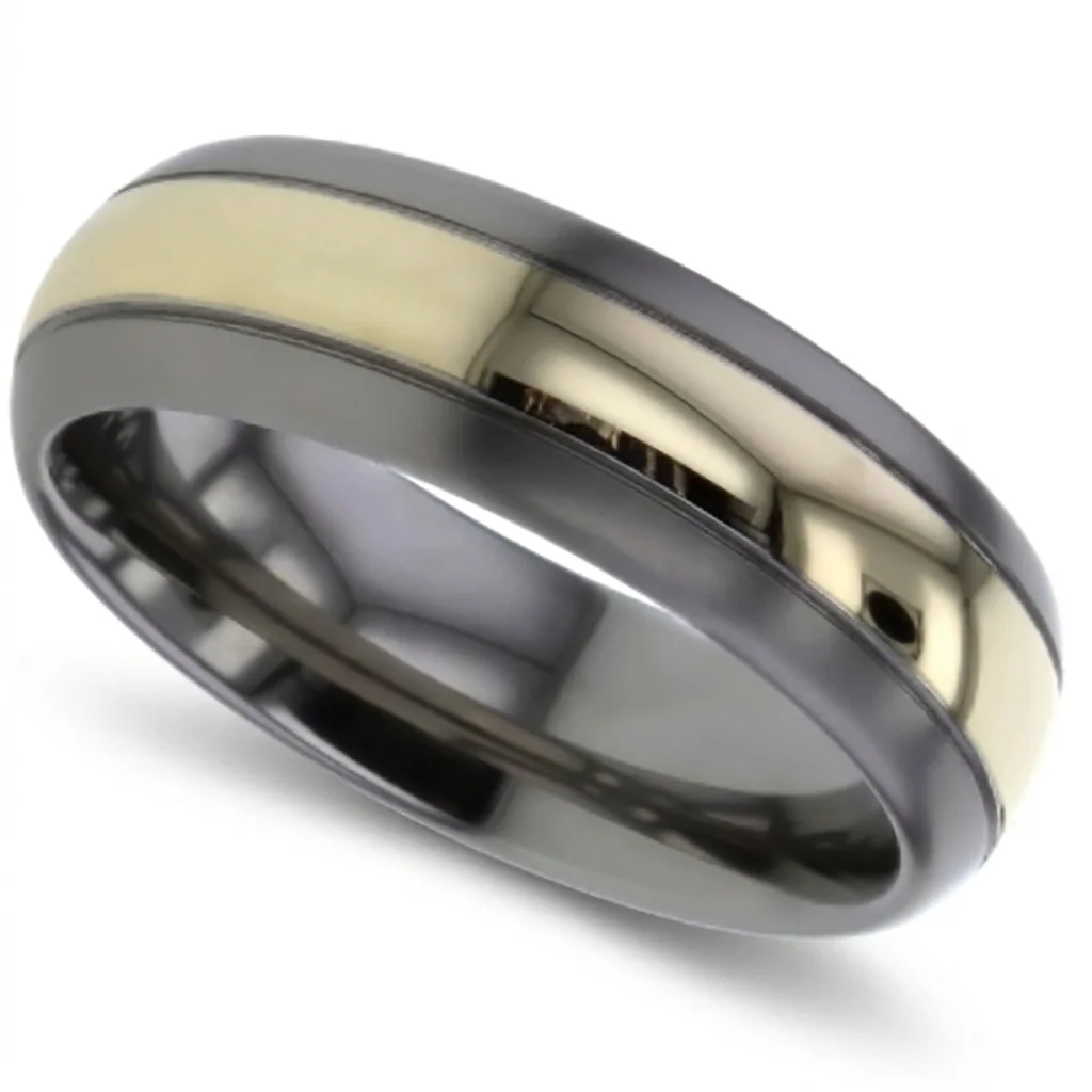 Wide gold inlay, titanium, Three millimetres of solid gold down the centre.